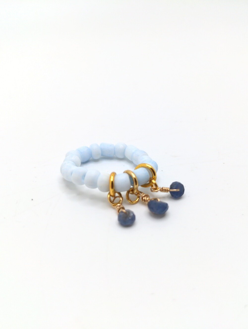 381MIDALANE Handcrafted Floating Sapphire Bead Ring